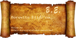 Borovits Eliána névjegykártya